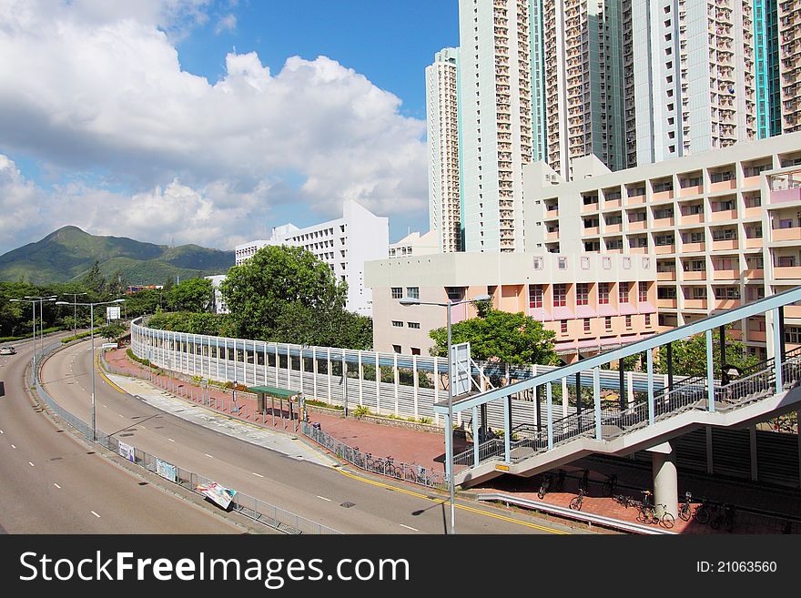 Tin Shui Wai district in Hong Kong at day