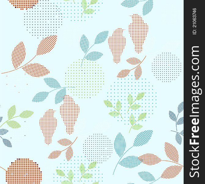 Stylized floral vector seamless pattern with birds. Stylized floral vector seamless pattern with birds