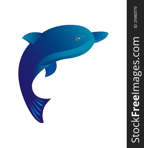 Jumping blue dolphin illustration