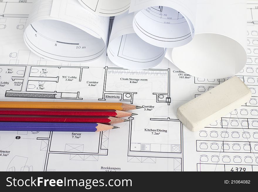 Architectural blueprint of office building