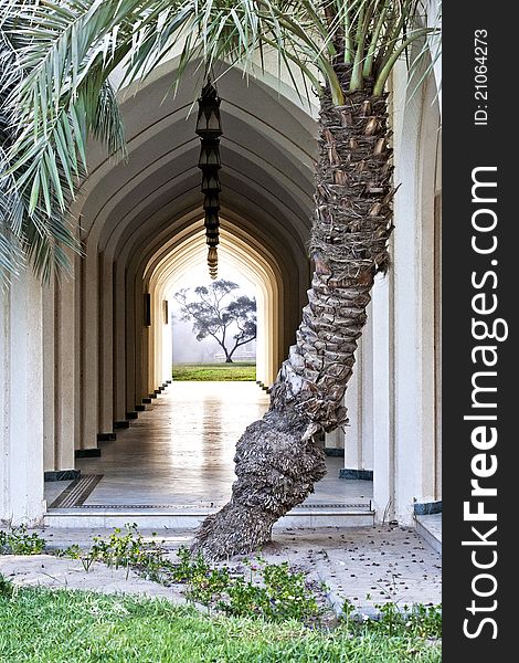 Arched hallway from a mosque in Kuwait