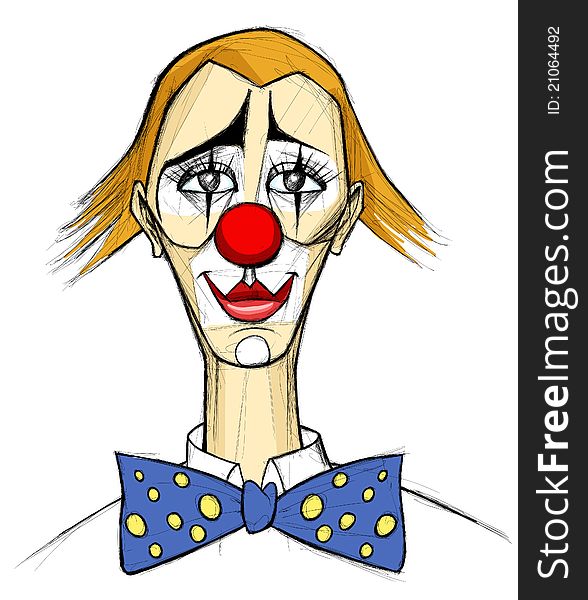 Vector illustration of a clown in the style of Bernard Buffet