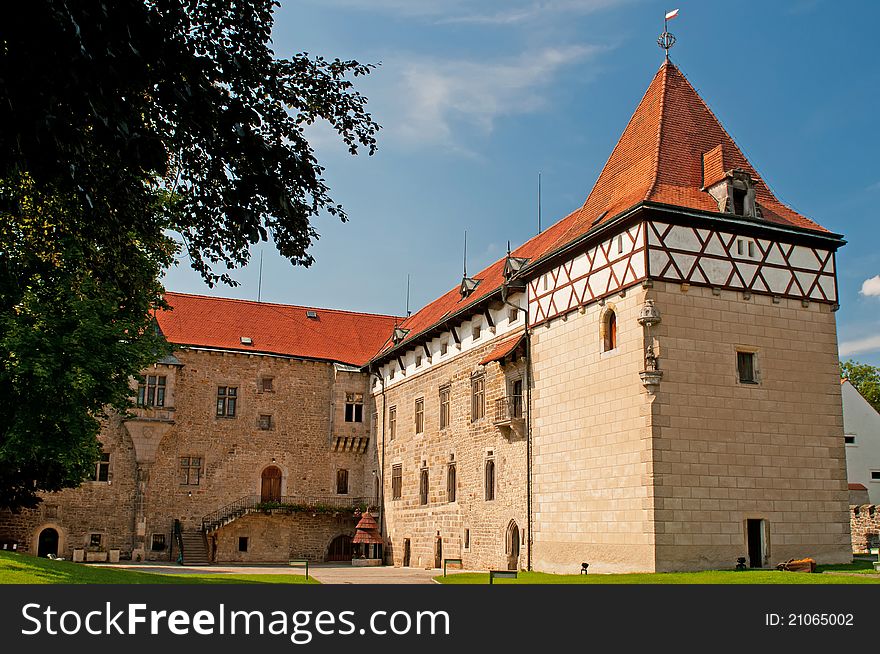 Castle in Budyne nad Ohri built in romantic style, Czech Republic.