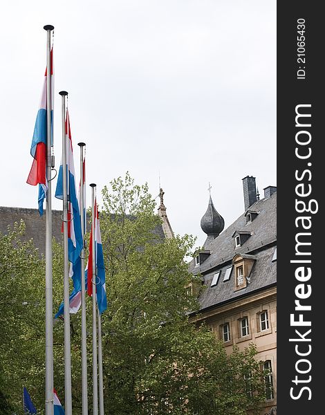 Flags on the streets of Luxembourg. Flags on the streets of Luxembourg