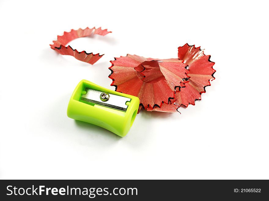 Picture of pencil sharpener and shaving