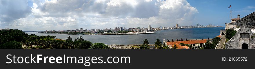 Huge panoramic view of Havana City from the Morros Castle, Cuba. Huge panoramic view of Havana City from the Morros Castle, Cuba