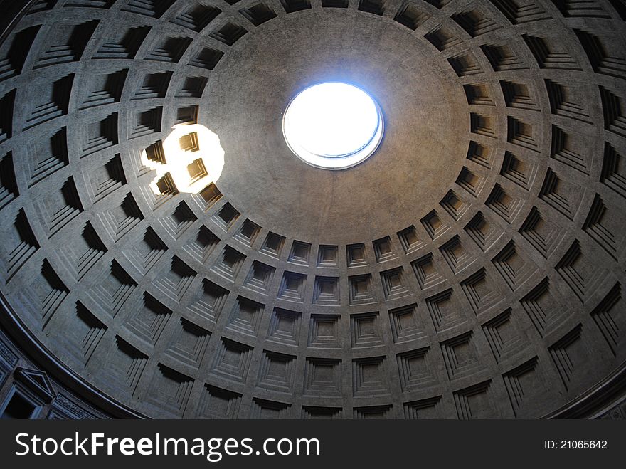Pantheon cupola ceiling in Rome