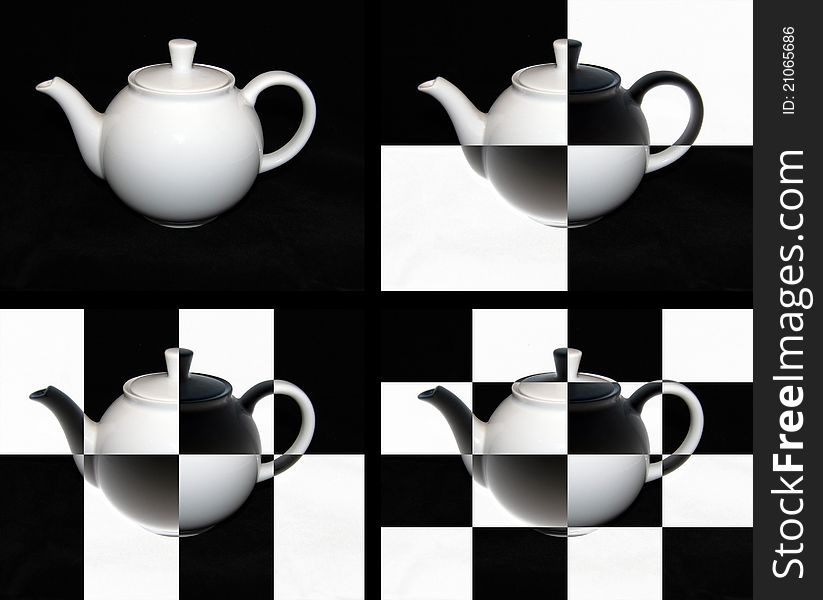 Photo of a brewing teapots with application of effect of a negative. Photo of a brewing teapots with application of effect of a negative