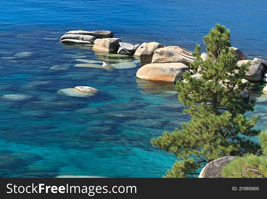 Rocky shore, Lake Tahoe USA. Rocky shore, Lake Tahoe USA