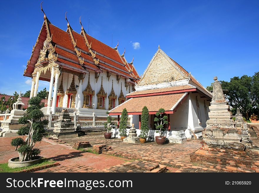 Combine Beautiful Mon and Thai Architecture at Chomphuwek Wat in Nonthaburi province, Thailand Note: Mon, the subdivision of Burma, had migrated to Thailand for a long time in many provinces such as Kanchanaburi, Nonthaburi, or etc