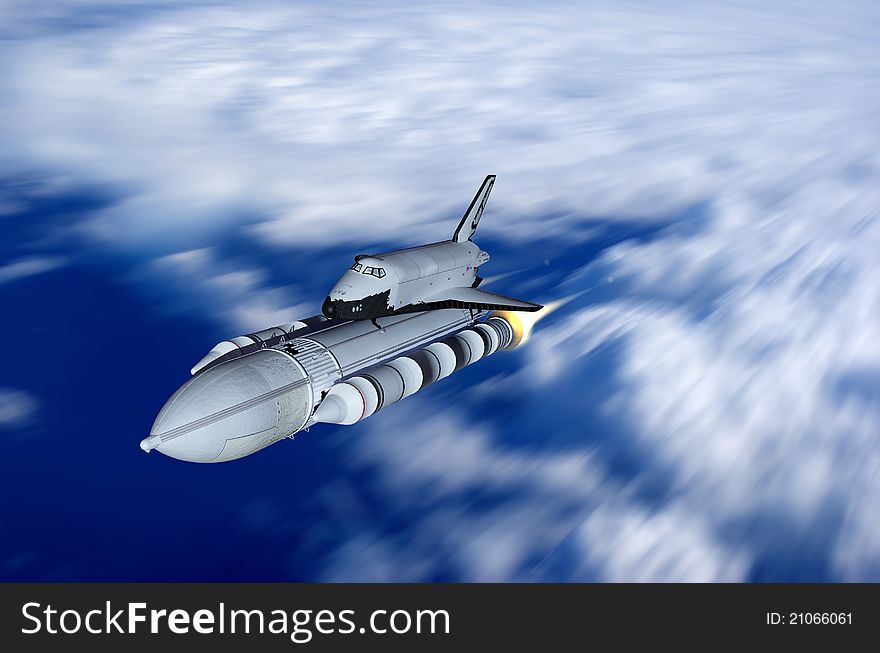 Space transport on a background of the sky