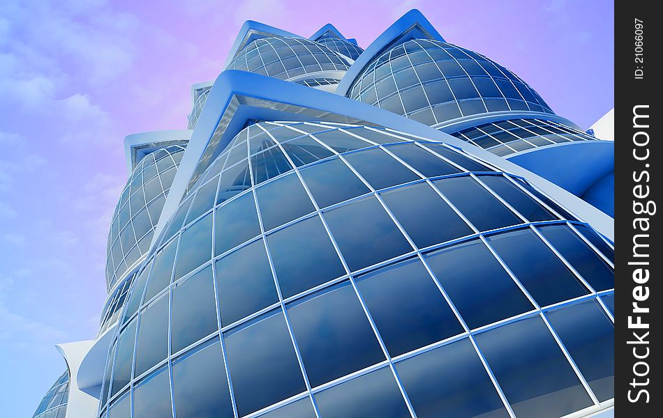 Stylish building inside against the sky. Stylish building inside against the sky.