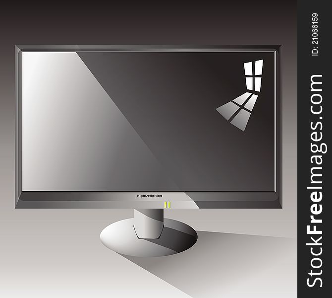 Black and white lcd monitor illustration