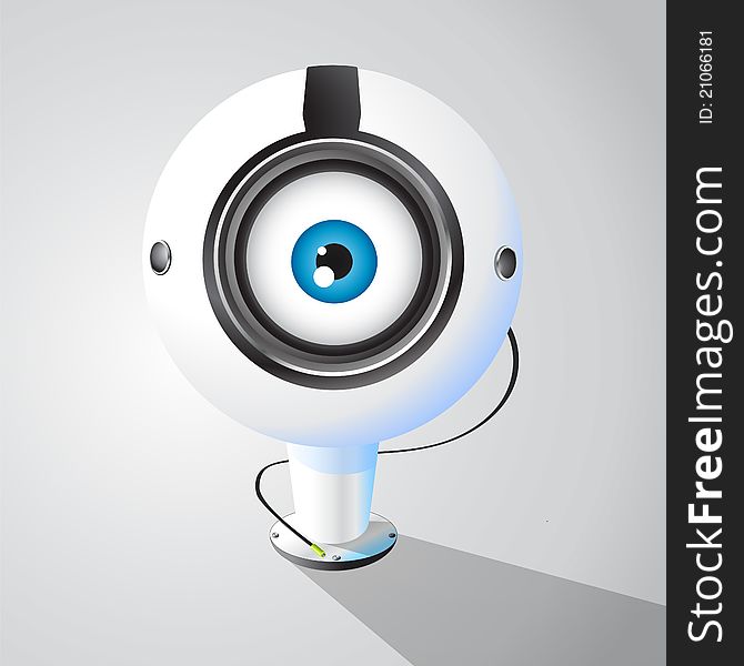 Surveillance camera with eye in the middle, concept of watching