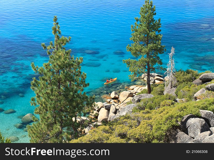 Lake Tahoe with kayak on water