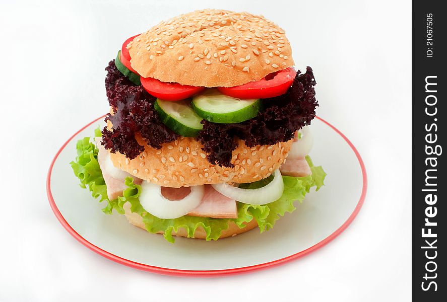 Hamburger isolated on the white background