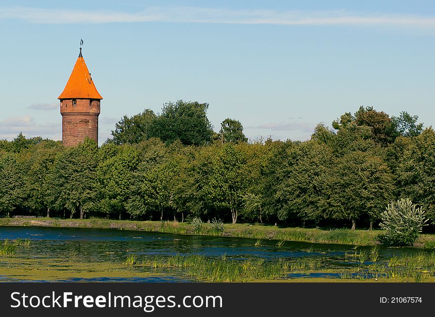 Standalone medieval tower on a shore. Standalone medieval tower on a shore