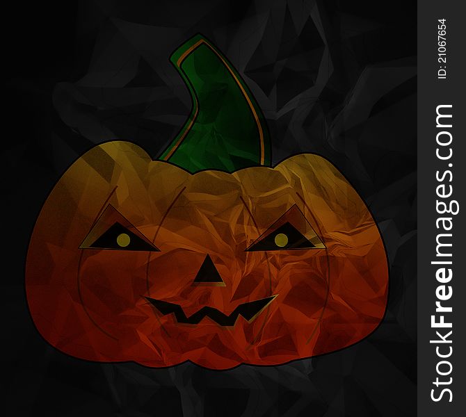 Bid funny halloween pumpkin on black broken bakgraund