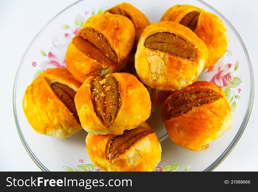 Chinese dessert close - up, Moon Cake. Chinese dessert close - up, Moon Cake