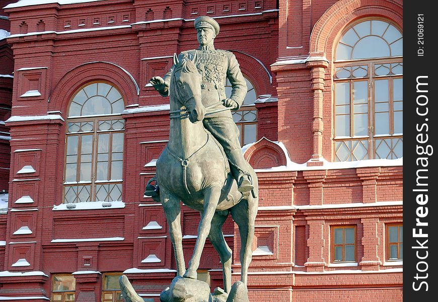 Zhukov Monument Near In Moscow, Russia