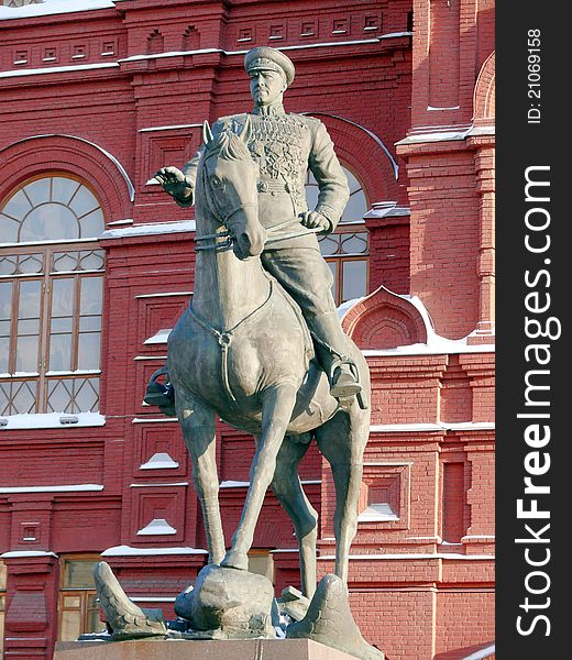 Zhukov monument near National historic musium in Moscow, Russia. Zhukov monument near National historic musium in Moscow, Russia