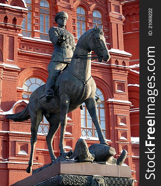 Zhukov monument near National historic musium in Moscow, Russia. Zhukov monument near National historic musium in Moscow, Russia
