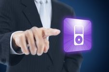 Man Pressing Touchscreen Button Stock Image Man Pressing Touchscreen Button Stock Image