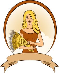 Girl With Sheaf Of Wheat. Royalty Free Stock Image