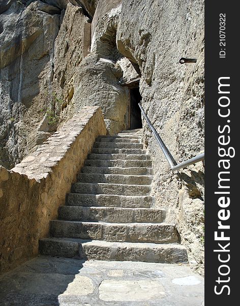 Stone stairs to meteora monastery