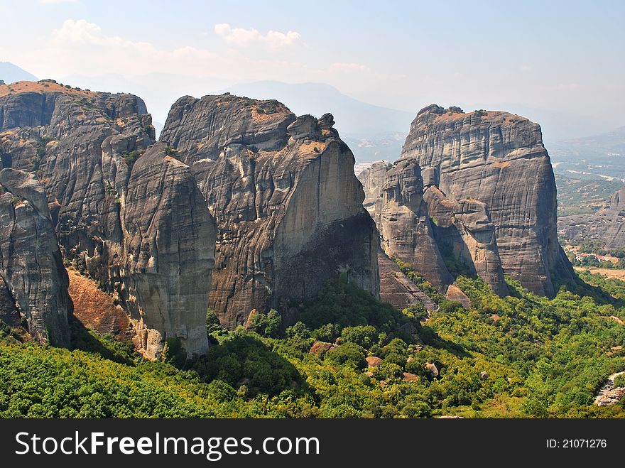 View at the landscape of meteora monastery