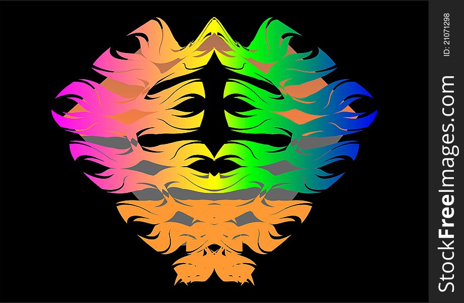 Colorful ritual mask on a black background. Colorful ritual mask on a black background.