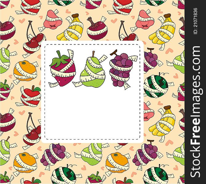 Fresh fruit and ruler health card,vector,illustration