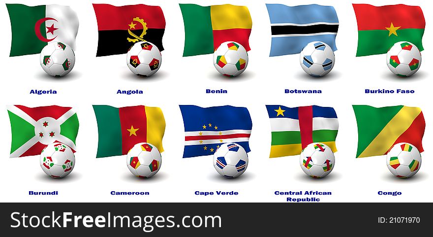 Three dimensional render of ten of Africa's best Football Nations. 1 of 4 in this series. Please see all other series. Three dimensional render of ten of Africa's best Football Nations. 1 of 4 in this series. Please see all other series.