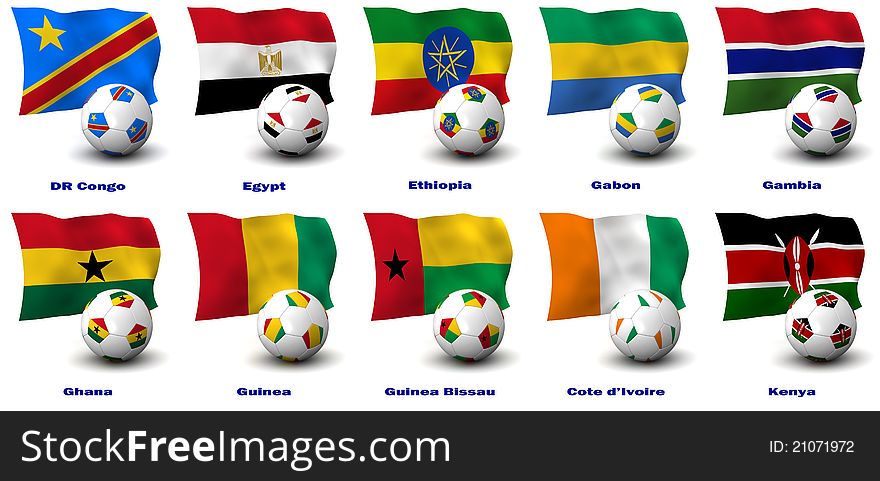 Three dimensional render of ten of Africa's best Football Nations. 2 of 4 in this series. Please see all other series. Three dimensional render of ten of Africa's best Football Nations. 2 of 4 in this series. Please see all other series.