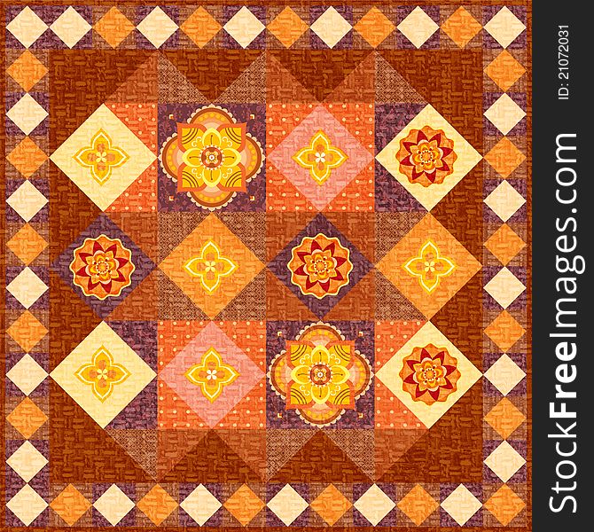 Brown patchwork quilt