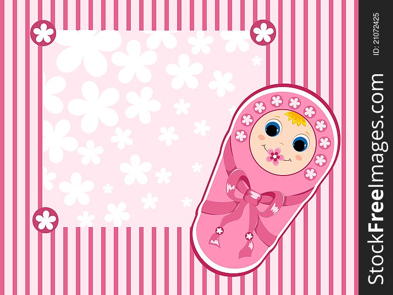 Baby girl card. Vector illustration. Baby girl card. Vector illustration.