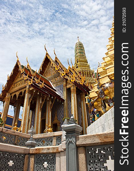 The temple in the Grand palace area. Bangkok, Thailand