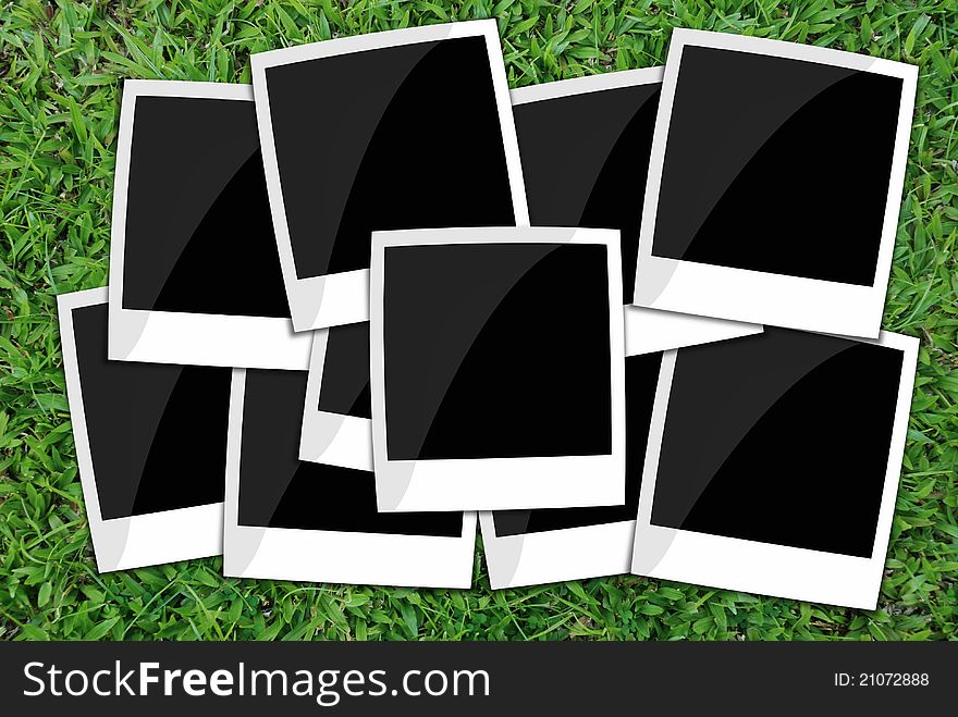 Blank photo frames on grass background. Blank photo frames on grass background.