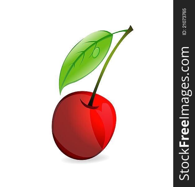 Abstract one cherry symbol red color isolated