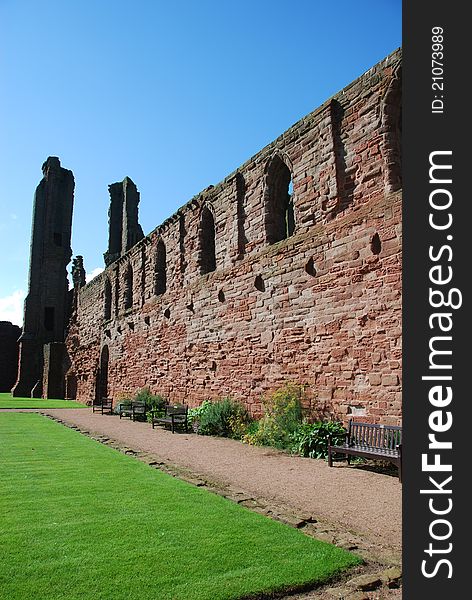 A view of the ancient ruins of the historic abbey at Arbroath. A view of the ancient ruins of the historic abbey at Arbroath