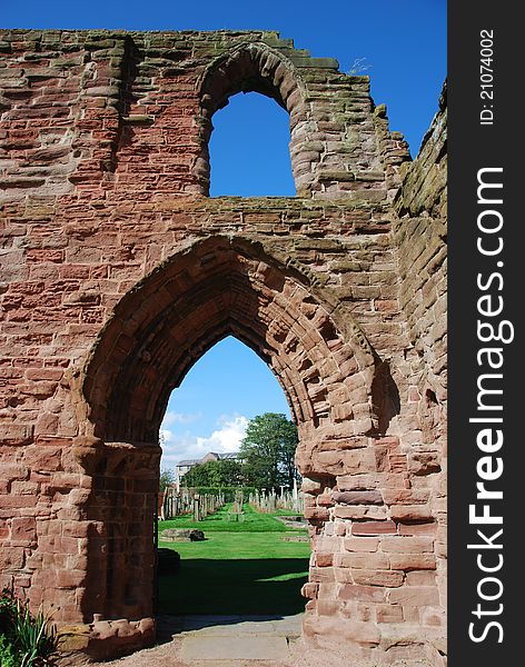A view of the ancient ruins of the historic abbey at Arbroath. A view of the ancient ruins of the historic abbey at Arbroath