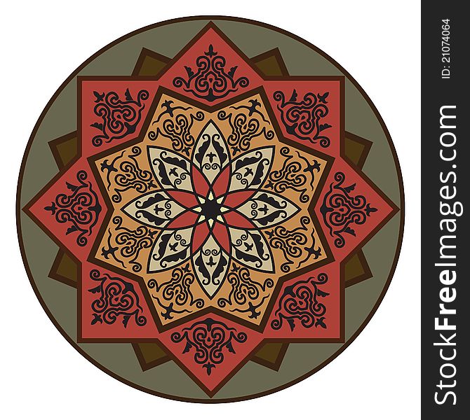 Rosette with Arabic floral pattern. Rosette with Arabic floral pattern