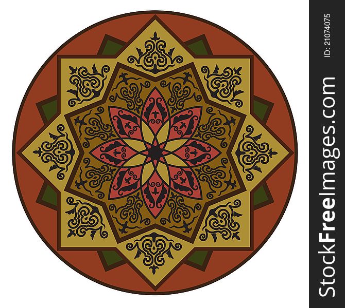 Rosette with Arabic floral pattern. Rosette with Arabic floral pattern.