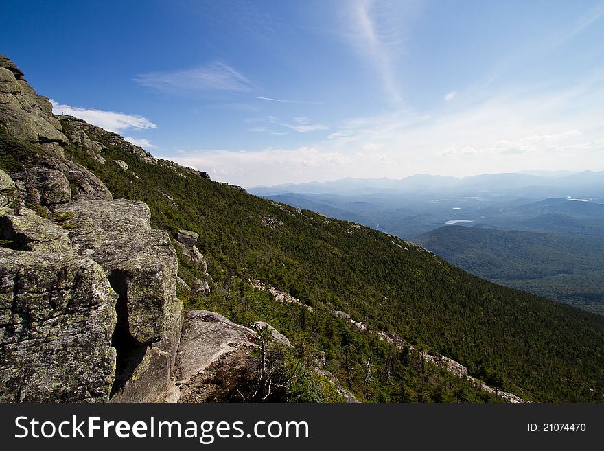 Descending view of Whiteface Mountain in Wilmington, NY. Descending view of Whiteface Mountain in Wilmington, NY