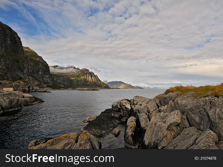 August cloudy day in north Norway on Lofoten islands. August cloudy day in north Norway on Lofoten islands