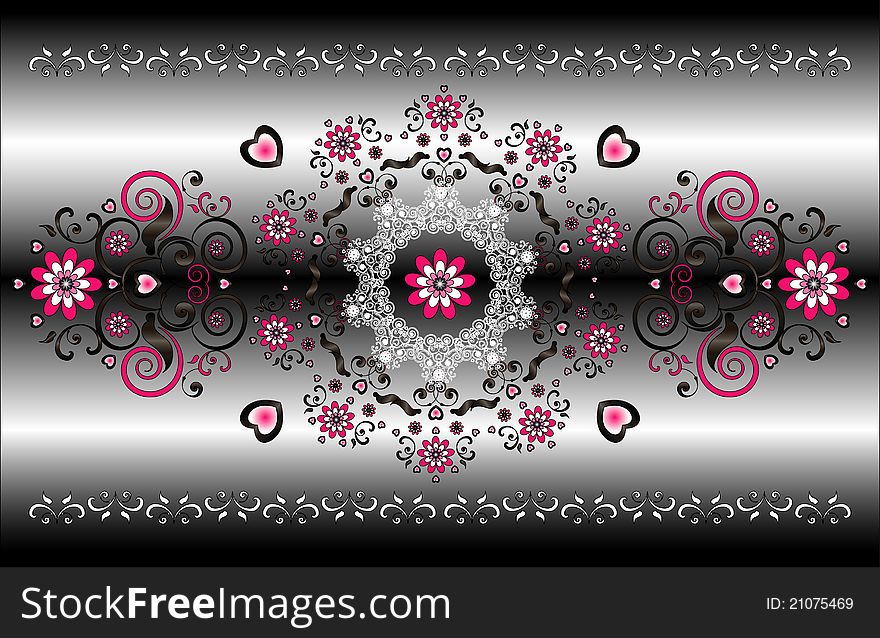 Horizontal ornament with flower and curl