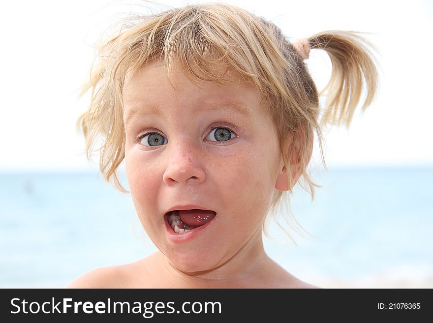 Surprised young girl on natural background. Surprised young girl on natural background