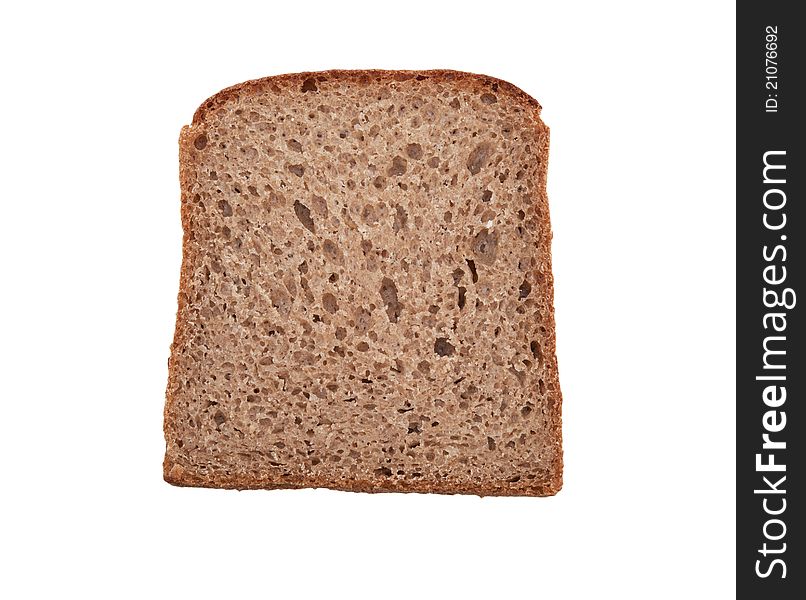 Slice of bread over white background