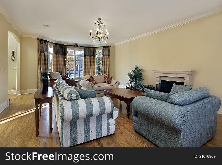 Living room in suburban home with fireplace. Living room in suburban home with fireplace