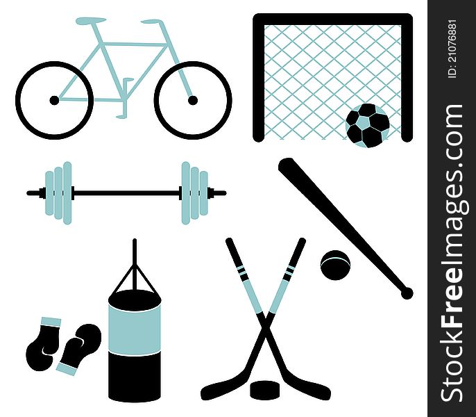 Set of sporting equipment isolated. Vector illustration. Set of sporting equipment isolated. Vector illustration.